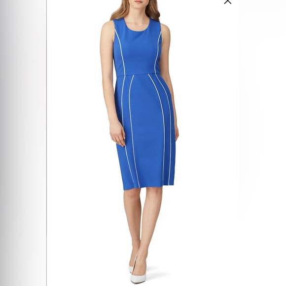 New! Donna Morgan blue piping sheath sleeveless dress, size 6 - Picture 9 of 9